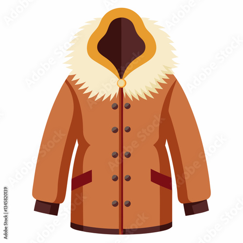 insulated winter coat with faux fur trim