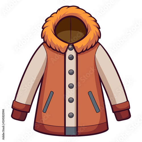 insulated winter coat with faux fur trim
