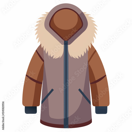 insulated winter coat with faux fur trim