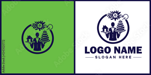 Wedding Catering icon Marriage reception catering Nuptial feast catering Bridal catering flat logo sign symbol editable vector