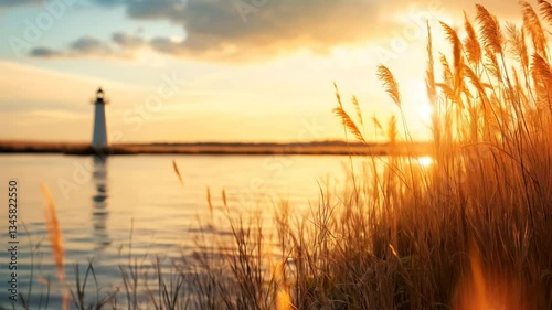 relaxing and relaxing moving background with lighthouse and sea