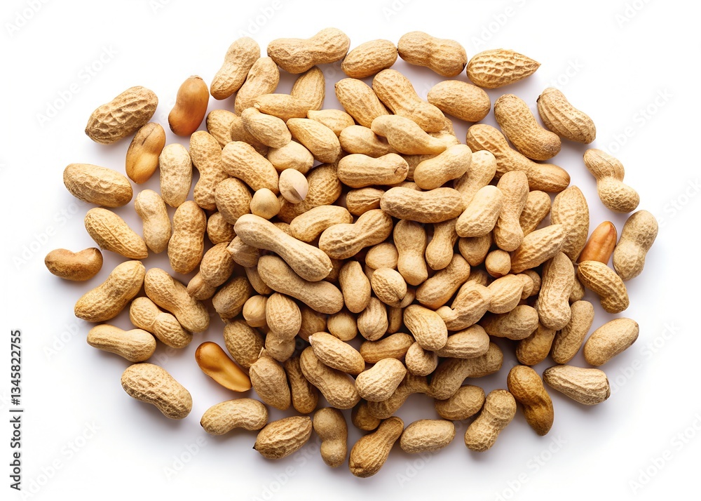 Peanuts scattered on white background. Peanuts scattered on white background.