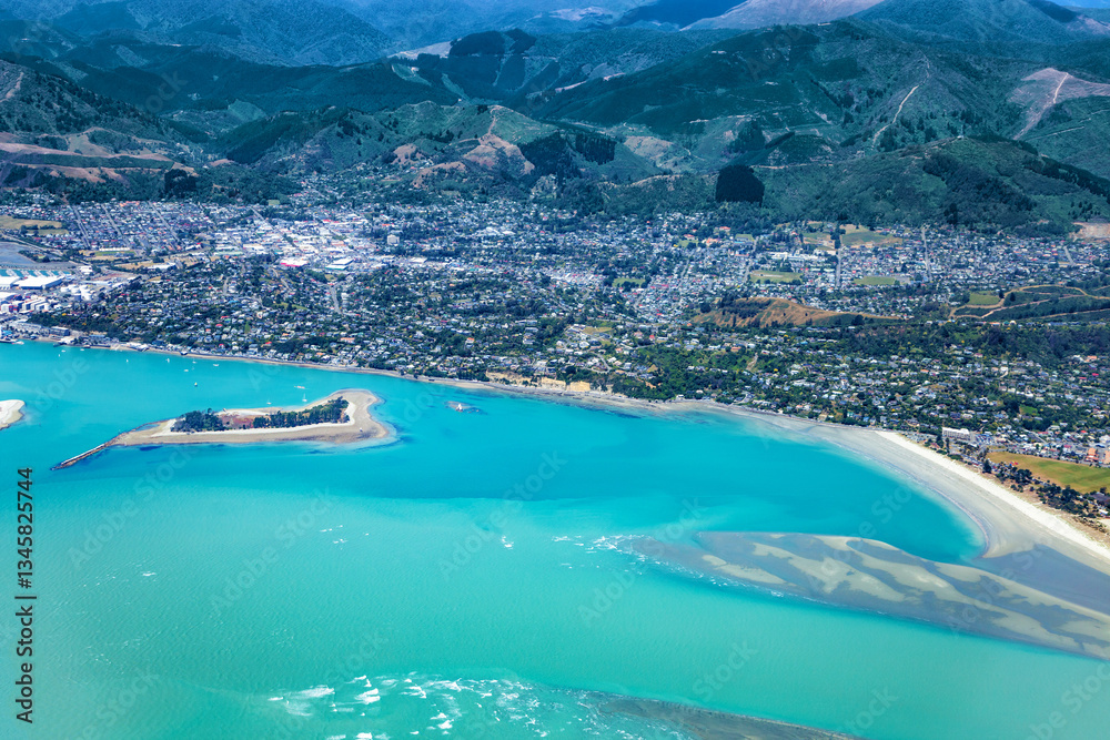 Naklejka premium Town Nelson, Tasman Bay, South Island, New Zealand, Oceania.