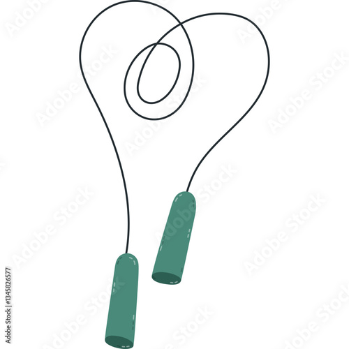 Lovely cartoon skipping rope for athletics and cardio training. Cute hand drawn jump rope for improve endurance, balance and lose weight. Simple sport inventory isolated on white background.