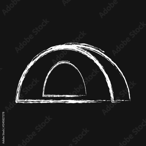 Icon tent. Camping and adventure elements. Icons in chalk style. Good for prints, posters, logo, advertisement, infographics, etc.