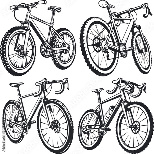 Bicycle Types Vector Set Silhouettes