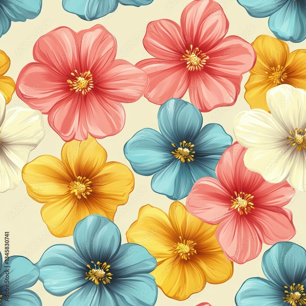 Seamless beautiful spring decorative flowers pattern background Seamless beautiful spring decorative flowers pattern background