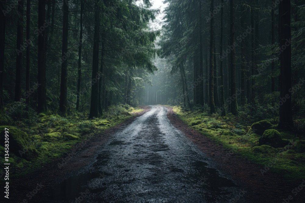 Fototapeta premium Misty Forest Road