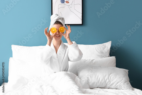 Morning of young woman with...