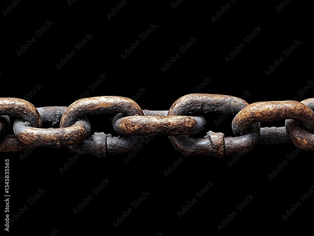Fototapeta premium Rusty Chain Links for Dark Background.