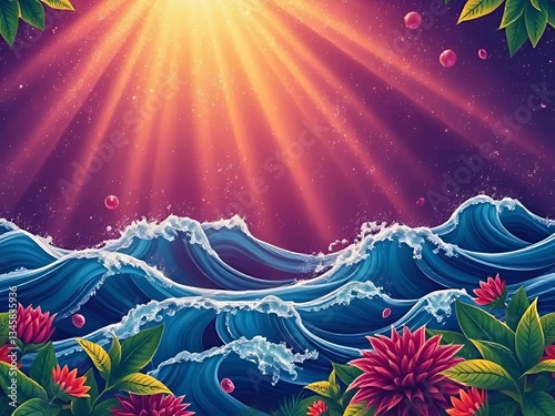 winter landscape with snowflakes