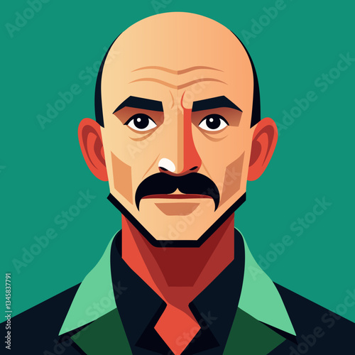 bald man with a mustache