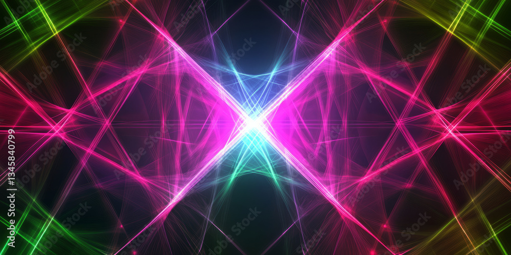 A futuristic, colorful abstract background featuring laser grid formations. The sharp, intersecting neon lines in glowing indigo, hot pink, and bright green create a cybernetic, sci-fi, and visually A futuristic, colorful abstract background featuring laser grid formations. The sharp, intersecting neon lines in glowing indigo, hot pink, and bright green create a cybernetic, sci-fi, and visually