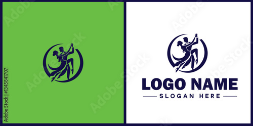 Tango Dance Studio icon Tango academy Tango school Tango center flat logo sign symbol editable vector
