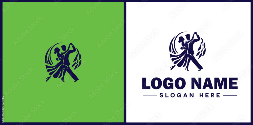 Tango Dance Studio icon Tango academy Tango school Tango center flat logo sign symbol editable vector