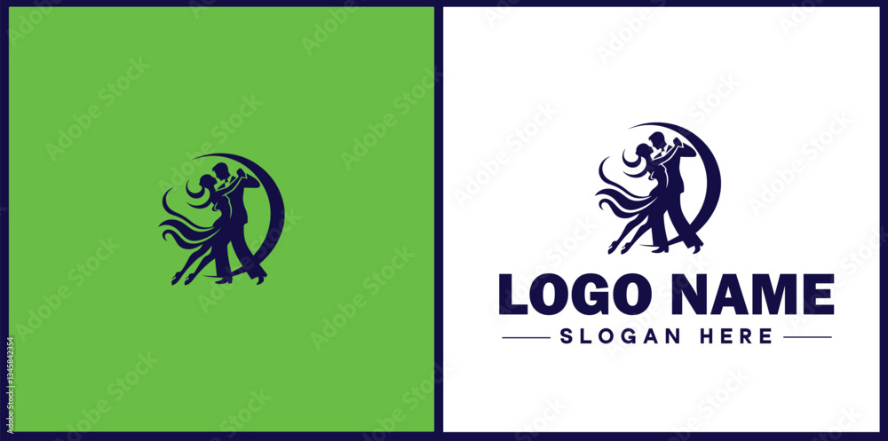 Tango Dance Studio icon Tango academy Tango school Tango center flat logo sign symbol editable vector