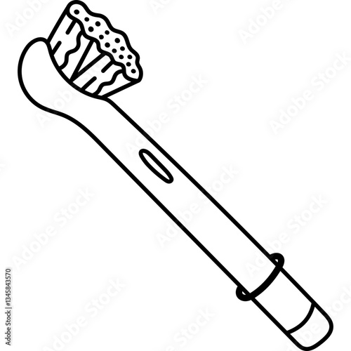 Lovely line doodle removable nozzle for electric toothbrush. Cute hand drawn brush for dental care for children and grownups. Dentistry and stomatology outline clipart isolated on white background.