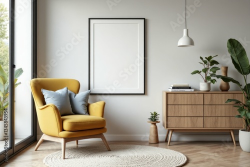 Wallpaper Mural A modern living room with furniture and decorative plants Torontodigital.ca