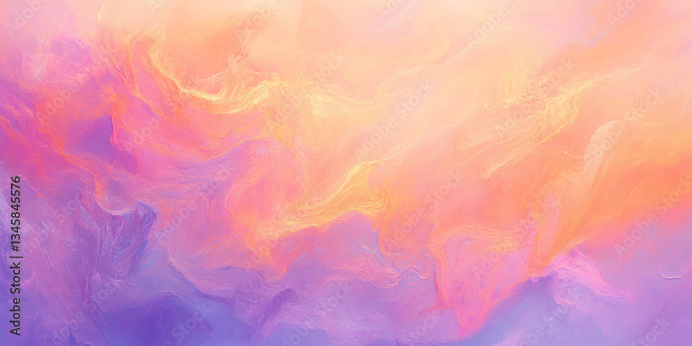 A radiant, colorful abstract background with softly diffused aurora-like lights. The flowing, dreamlike streaks in pastel peach, deep lavender, and neon pink create a magical, serene, and visually