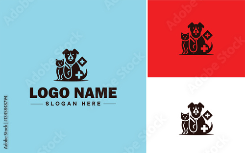 Veterinary Clinic icon Animal hospital Veterinary practice Pet clinic flat logo sign symbol editable vector