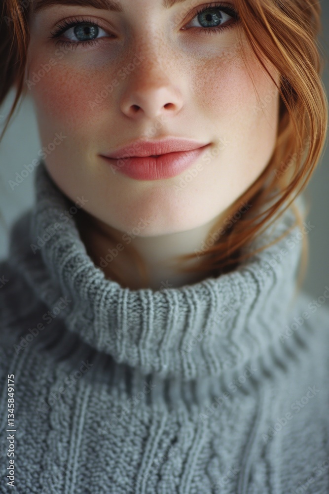 Close-up of a person in a cozy sweater, perfect for everyday use or as a gift idea Close-up of a person in a cozy sweater, perfect for everyday use or as a gift idea