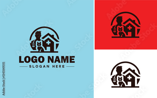 Veterinary Clinic icon Animal hospital Veterinary practice Pet clinic flat logo sign symbol editable vector
