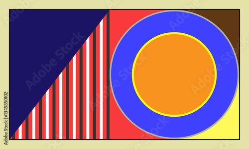 abstract Bauhaus style  Mid century modern graphic. 70s retro funky graphic. Abstract shapes. Design elements for social media, blog post, banner, card