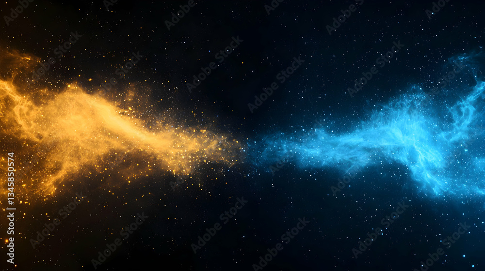 Fototapeta premium Abstract Cosmic Nebula With Orange And Blue Colors