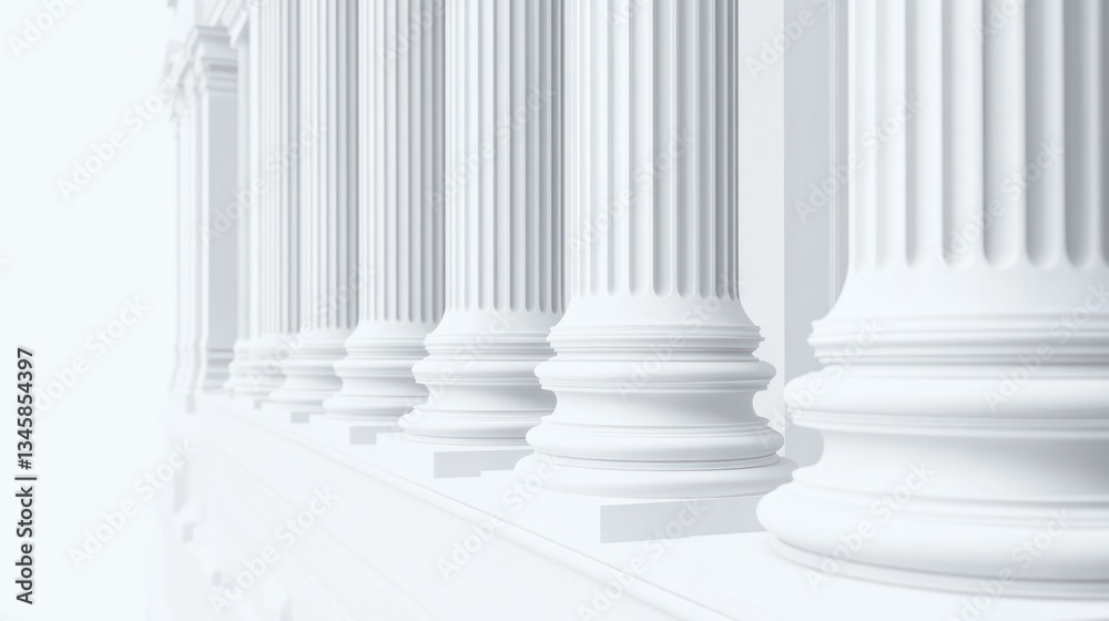 Classic white columns facade, architectural design, studio shot, for presentation Classic white columns facade, architectural design, studio shot, for presentation