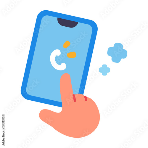 Hand dialing hospital phone vector illustration