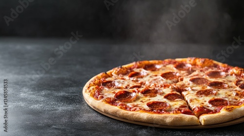 Hot Pepperoni Pizza on Dark Surface photo