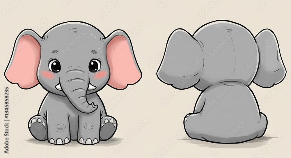 Fototapeta premium cartoon elephant with a blank sign