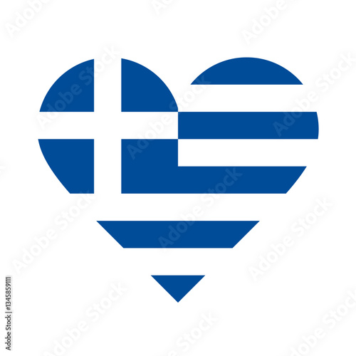 Greece flag heart icon. Country love symbol.