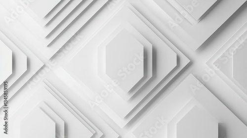 Fototapeta Naklejka Na Ścianę i Meble -  Abstract geometric pattern, layered white shapes, modern design background,  possible for website or app background