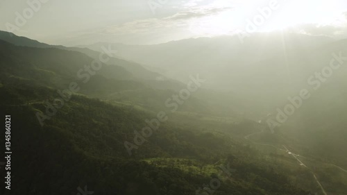 Aerial shot, mountains and jungle of the Ecuadorian Amazon, drone.