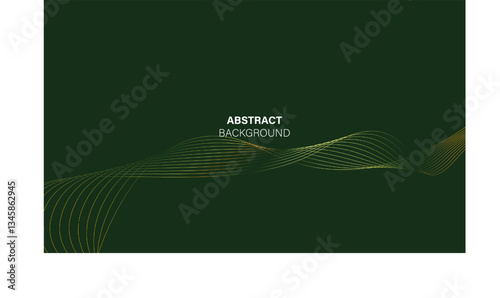 Abstract luxury green background with creative shape line element circular gold gradient glow effect vector minimal design.