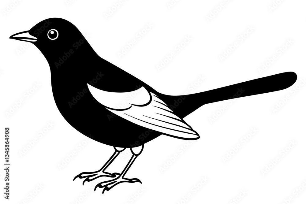 Obraz premium blackbird line art silhouette vector illustration