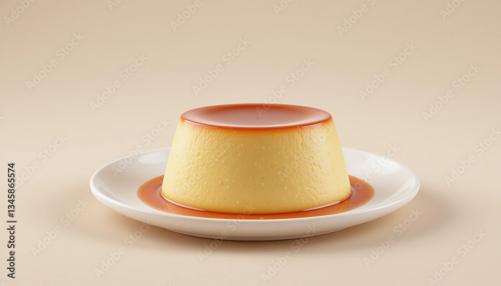 Creamy caramel flan dessert on white plate, showcasing its smooth texture and rich sauce. Perfect for sweet cravings and special occasions Creamy caramel flan dessert on white plate, showcasing its smooth texture and rich sauce. Perfect for sweet cravings and special occasions