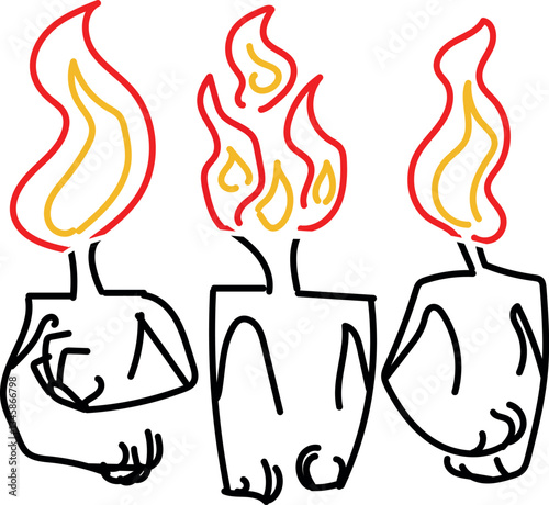 Ghosts, creatures or deities with flames instead of heads.