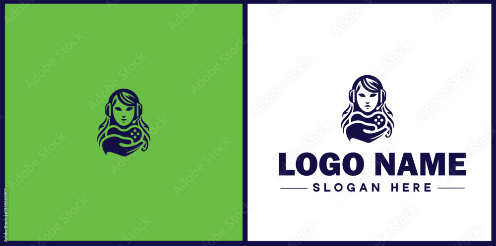 Virtual Assistant icon Online assistant Remote assistant Digital assistant flat logo sign symbol editable vector