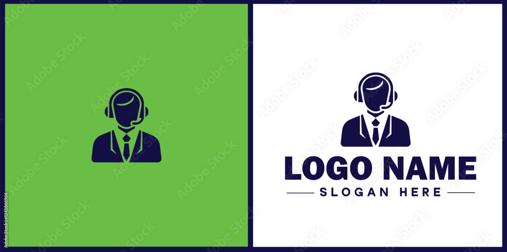 Virtual Assistant icon Online assistant Remote assistant Digital assistant flat logo sign symbol editable vector