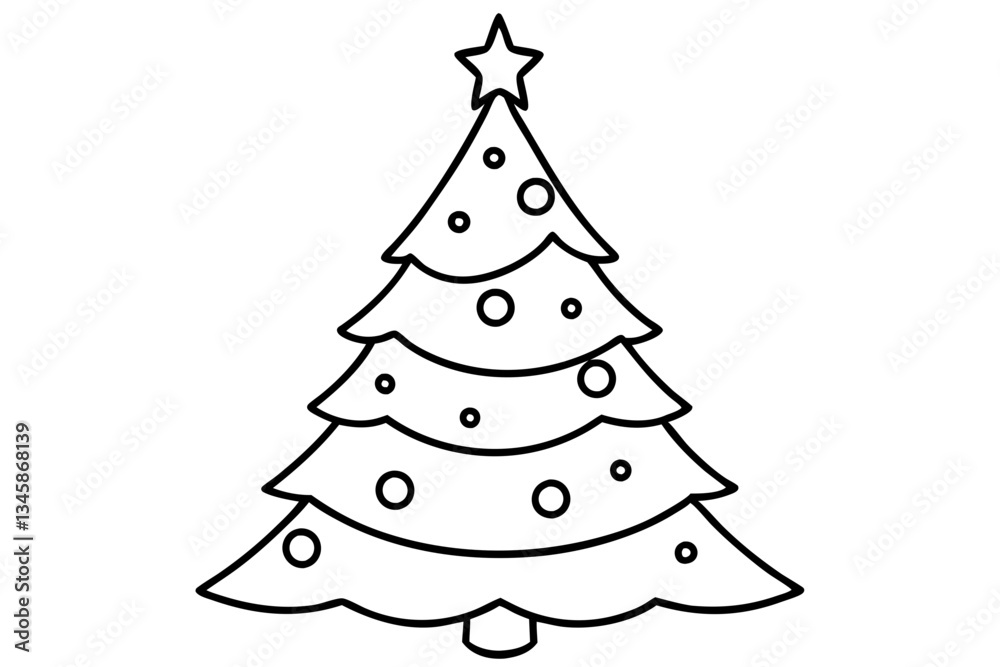 Fototapeta premium christmas tree line art silhouette vector illustration