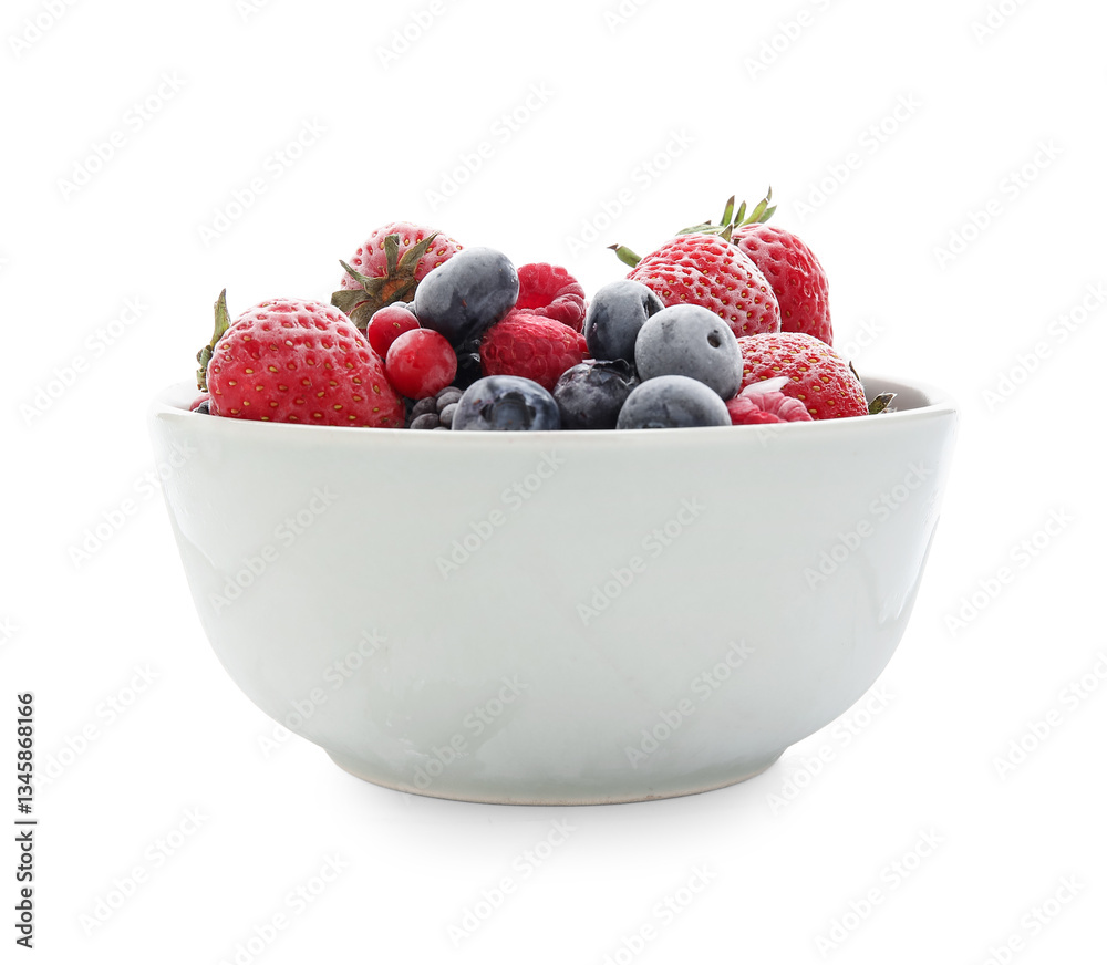 Bowl of frozen berries on white background Bowl of frozen berries on white background