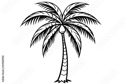 Wallpaper Mural coconut tree line art silhouette vector illustration Torontodigital.ca