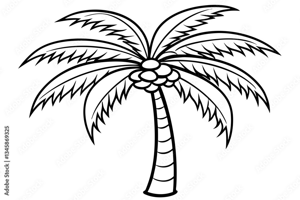 Fototapeta premium coconut tree line art silhouette vector illustration