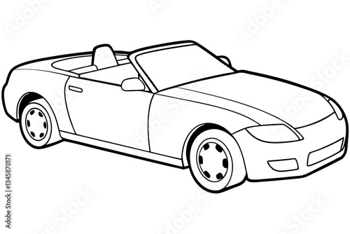 convertible car line art silhouette vector illustration