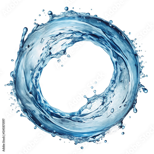 Round water splash in circle swirl isolated on transparent background  

