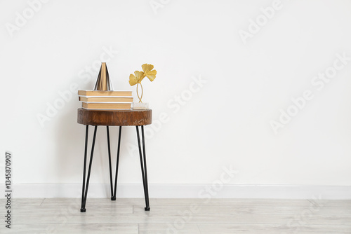 Stack of books with decor o...