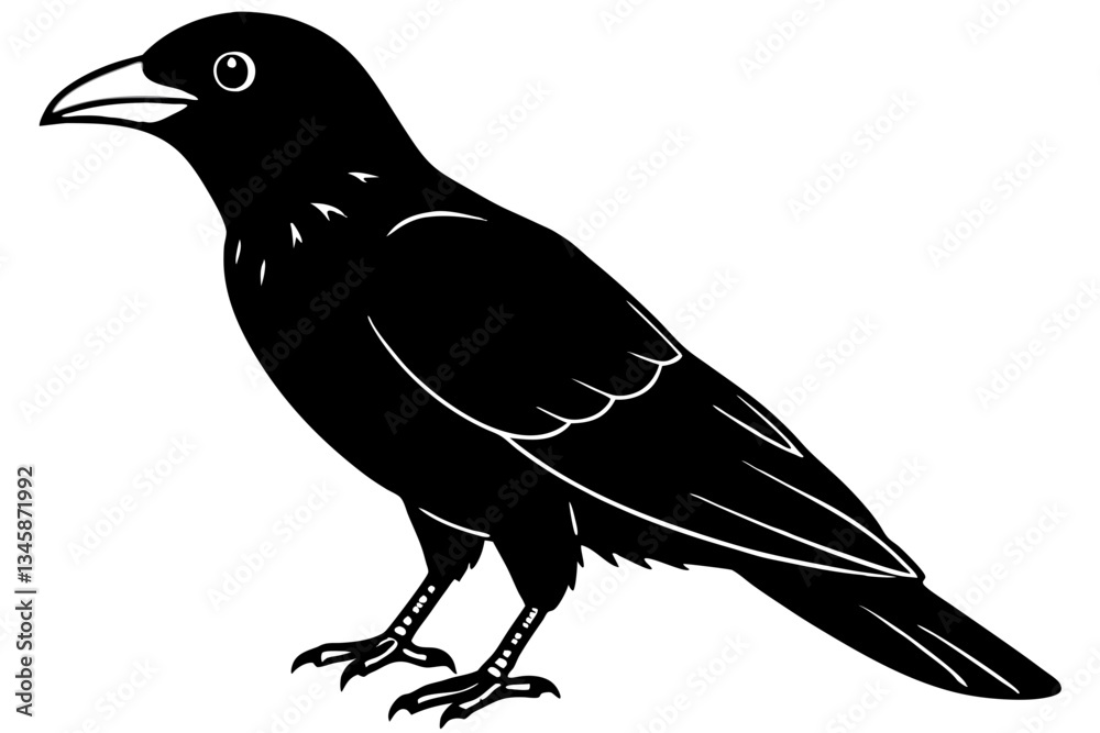 Fototapeta premium crow line art silhouette vector illustration