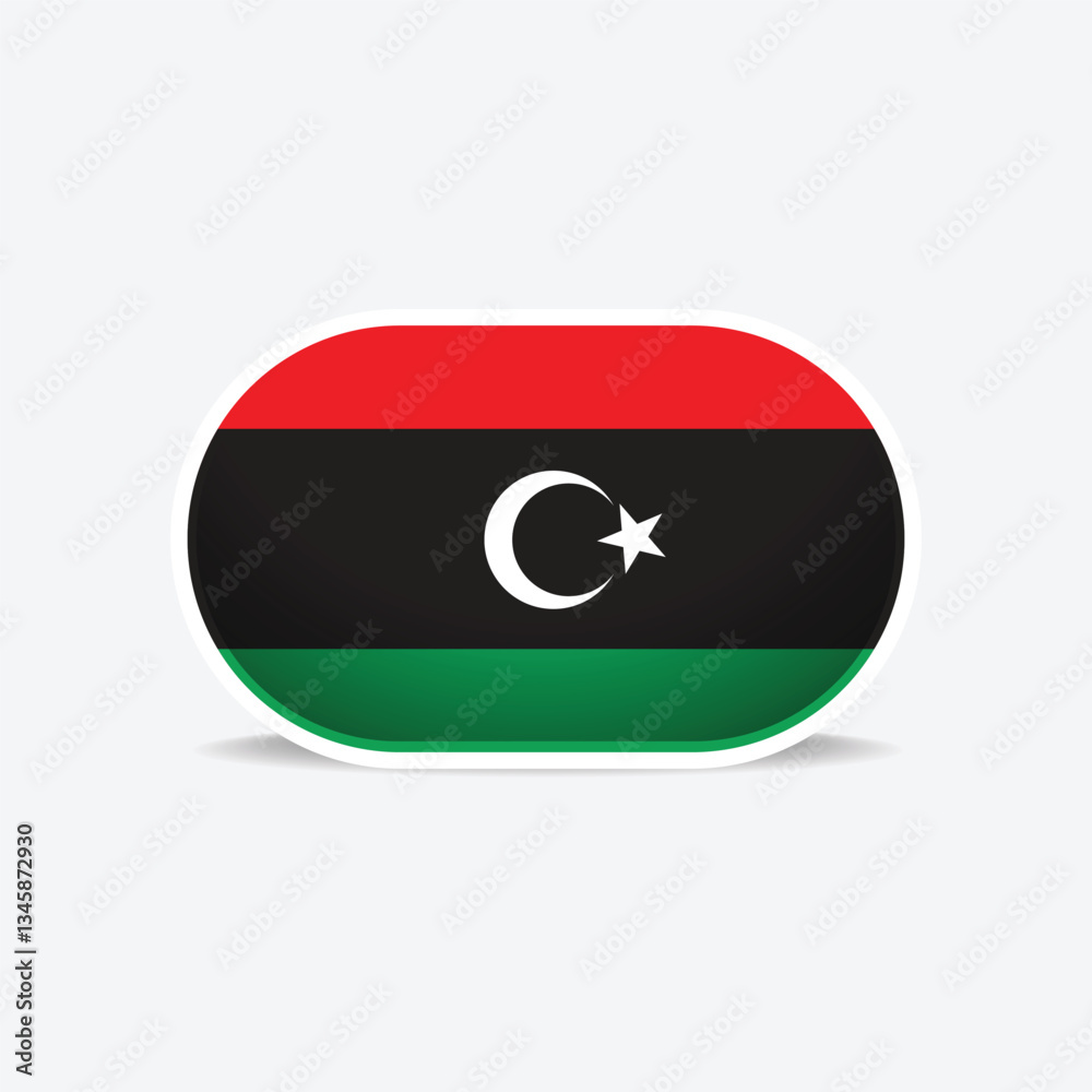 Libya national flag button vector Libya national flag button vector